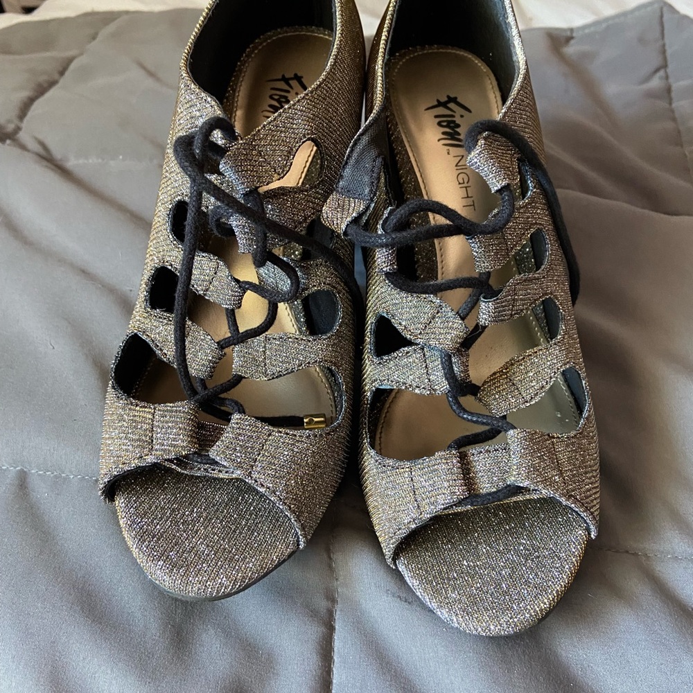 Sparkly lace up heels